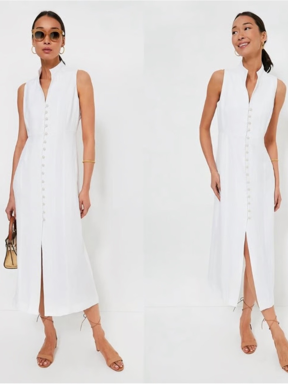 Tuckernuck Leighton Dress | White Button-Front Midi Dress - XXS